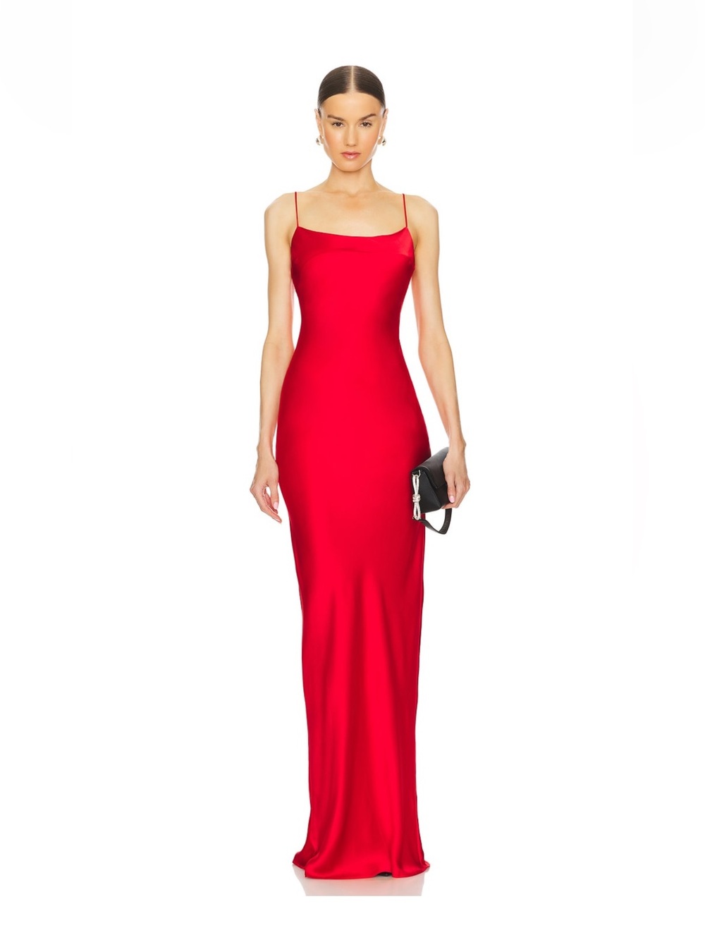 Lovers + Friends Red Spaghetti Maxi “Satin” Dress